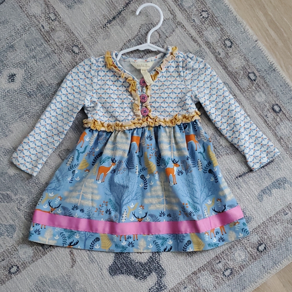 Matilda Jane Baby Girls Make Believe Hearth and Home Long Sleeve Dress Sz12-18m